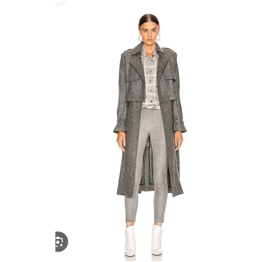 RtA Virgin Wool Trench Harlow Coat SZ XS Double Layer Military Storm Flap Gray